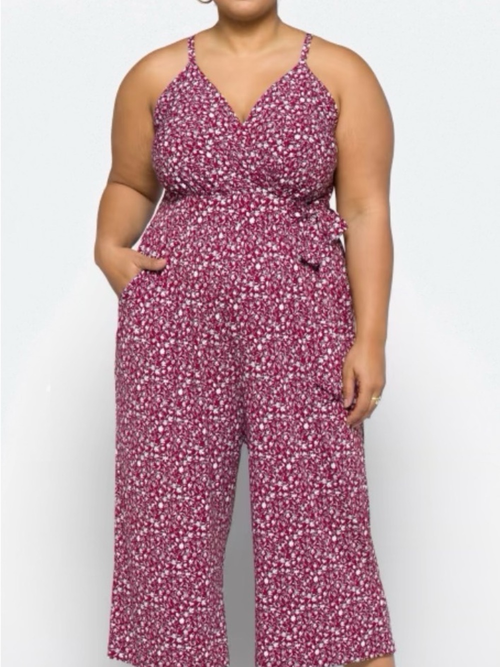 Kaileigh Berry Floral Wide-Leg Jumpsuit